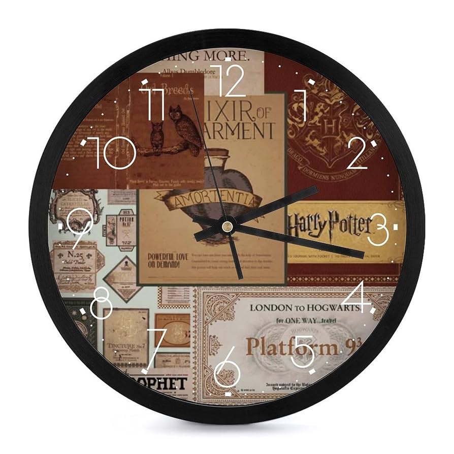 ハリー・ポッター掛け時計 ホグワーツ魔法魔術学校の12人の魔法使いの杖をデザインした